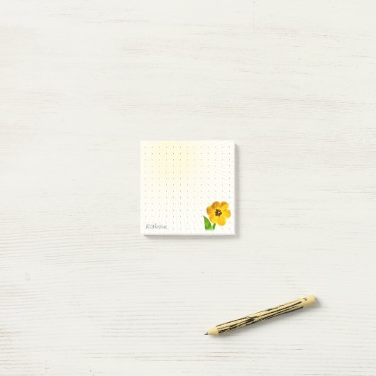 Dotted Grid - Schattigee gele tulp bloemenfotograf Post-it® Notes (Op bureau)