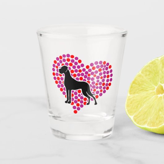 Dotted Heart Great Dane Shot Glass Glas (Voorkant)