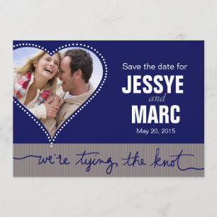 Dotted Heart Photo Save the Date marinegrijs