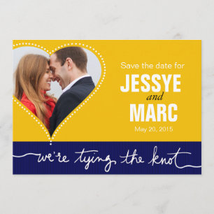 Dotted Heart Photo Save the Date yellow marine