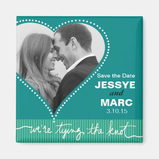 Dotted Heart Save the Date turquoise Magneet
