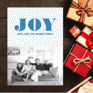 Dotted Joy Holiday-fotokaart Blauw Feestdagenkaart