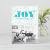 Dotted Joy Holiday-fotokaart | Turquoise Feestdagenkaart (Staand voorkant)