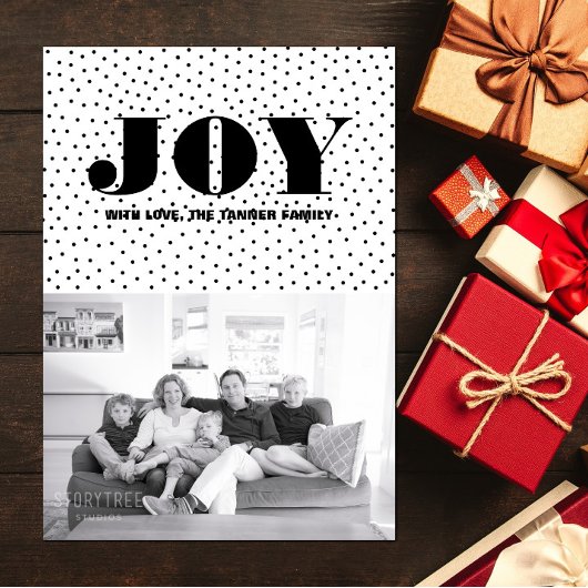 Dotted Joy Holiday-fotokaart | Zwart Feestdagenkaart