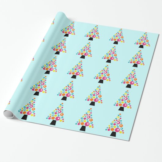 Dotted kerstboom cadeaupapier (Uitgerold)