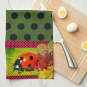 Dotted LadyBug Theedoek (Quarter Fold)
