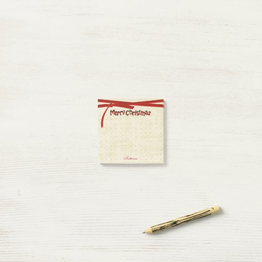 Dotted Merry Kerstmis Tartan Pattern Typografie Post-it® Notes (Op bureau)