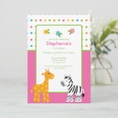 Dotted Oerwoud Animals Birthday Party Invitation Kaart (Staand voorkant)