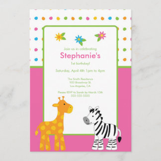 Dotted Oerwoud Animals Birthday Party Invitation Kaart