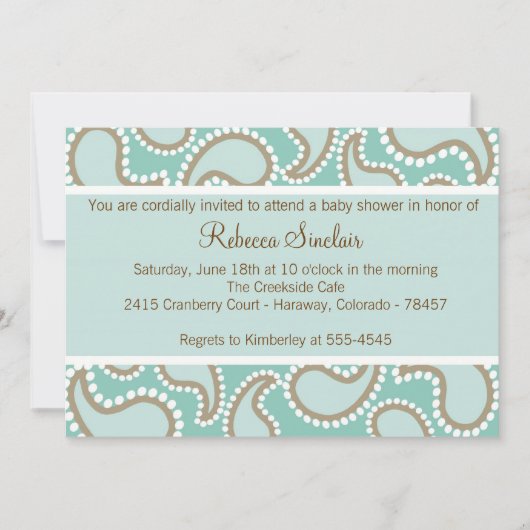Dotted Paisley Invitation Kaart (Voorkant)
