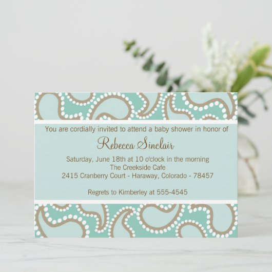 Dotted Paisley Invitation Kaart (Staand voorkant)