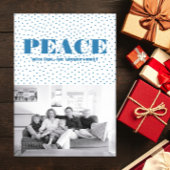 Dotted Peace Holiday-fotokaart | Blauw Feestdagenkaart