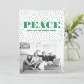 Dotted Peace Holiday-fotokaart | Groen Feestdagenkaart (Staand voorkant)