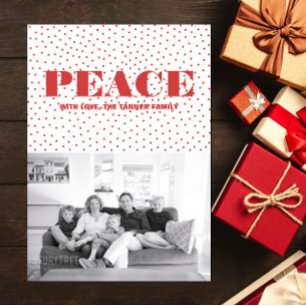 Dotted Peace Holiday-fotokaart   Rood Feestdagenkaart