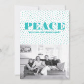 Dotted Peace Holiday-fotokaart | Turquoise Feestdagenkaart (Voorkant)