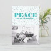 Dotted Peace Holiday-fotokaart | Turquoise Feestdagenkaart (Staand voorkant)