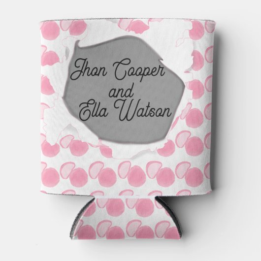 Dotted pink pastel aesthetic weeding can cooler (Voorkant)