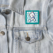 Dotted Pocket Westie Pin Vierkante Button 5,1 Cm (In situ)
