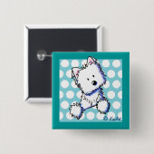 Dotted Pocket Westie Pin Vierkante Button 5,1 Cm (Voorkant /achterkant)