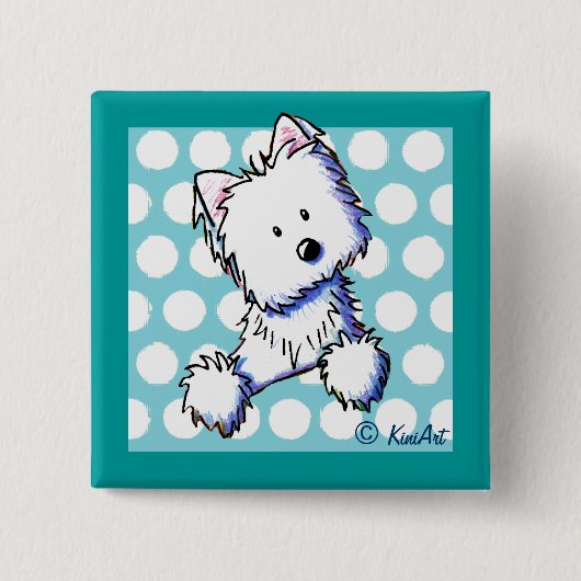 Dotted Pocket Westie Pin Vierkante Button 5,1 Cm (Voorkant)