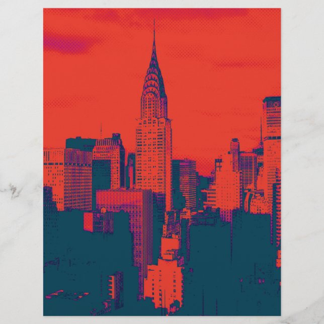 Dotted Red Retro Style Pop Art New York City (Voorkant)