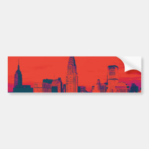 Dotted Red Retro Style Pop Art New York City Bumpersticker