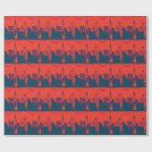 Dotted Red Retro Style Pop Art New York City Cadeaupapier (Vlak)