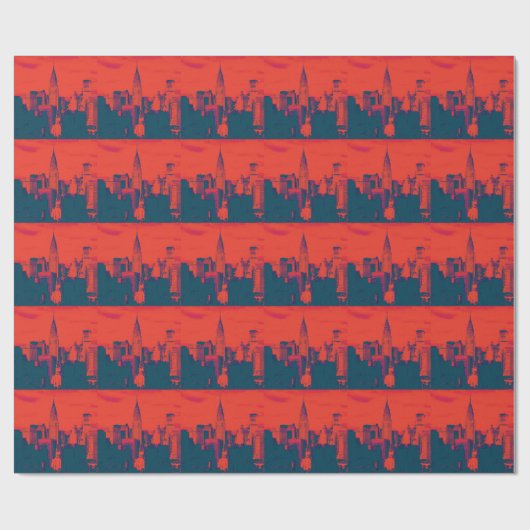Dotted Red Retro Style Pop Art New York City Cadeaupapier (Vlak)