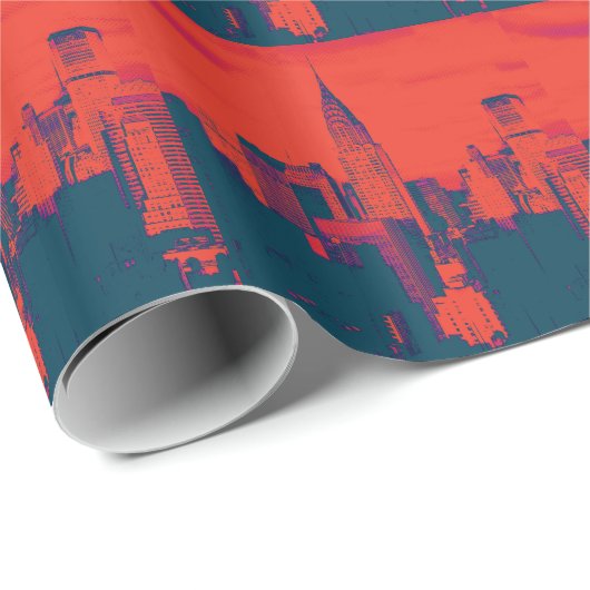 Dotted Red Retro Style Pop Art New York City Cadeaupapier (Rol Hoek)