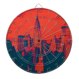 Dotted Red Retro Style Pop Art New York City Dartbord
