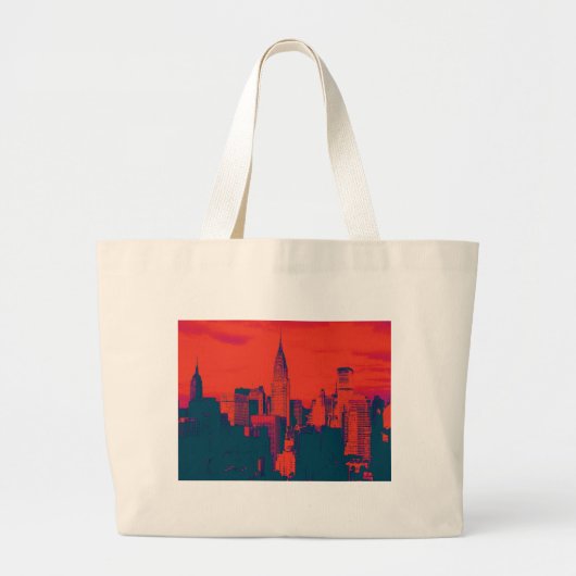 Dotted Red Retro Style Pop Art New York City Grote Tote Bag (Voorkant)