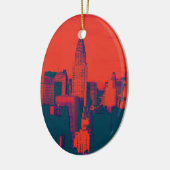 Dotted Red Retro Style Pop Art New York City Keramisch Ornament (Links)