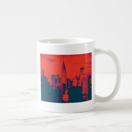 Dotted Red Retro Style Pop Art New York City Koffiemok (Rechts)