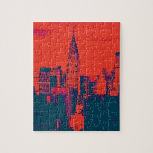 Dotted Red Retro Style Pop Art New York City Legpuzzel (Verticaal)