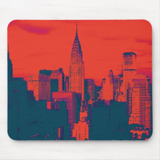 Dotted Red Retro Style Pop Art New York City Muismat (Voorkant)
