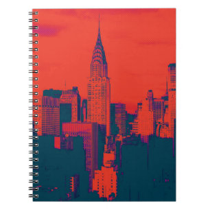 Dotted Red Retro Style Pop Art New York City Notitieboek