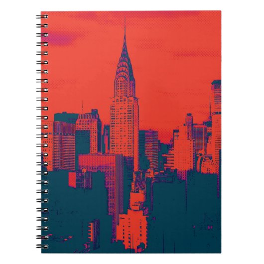 Dotted Red Retro Style Pop Art New York City Notitieboek (Voorkant)