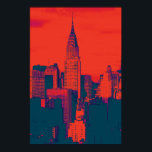 Dotted Red Retro Style Pop Art New York City Poster<br><div class="desc">Red Blue Retro New York City Midtown Old Style Afbeelding - oude  stijlkunstwerken in New York</div>
