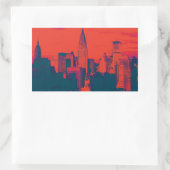 Dotted Red Retro Style Pop Art New York City Rechthoekige Sticker (Tas)
