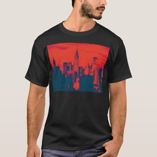 Dotted Red Retro Style Pop Art New York City T-shirt (Voorkant)