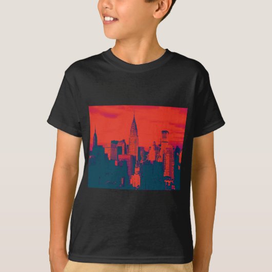 Dotted Red Retro Style Pop Art New York City T-shirt (Voorkant)