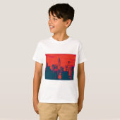 Dotted Red Retro Style Pop Art New York City T-shirt (Voorkant volledig)
