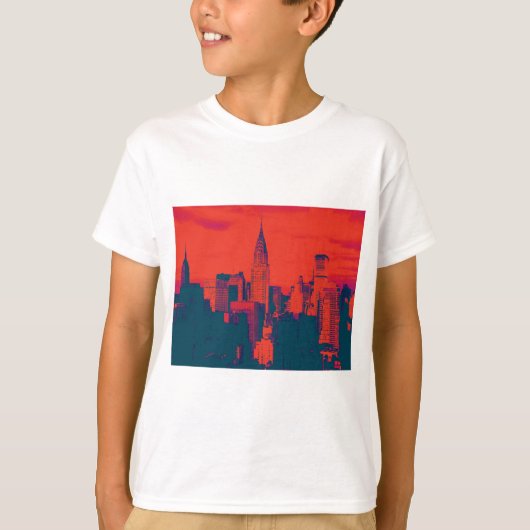 Dotted Red Retro Style Pop Art New York City T-shirt (Voorkant)
