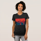 Dotted Red Retro Style Pop Art New York City T-shirt (Voorkant volledig)