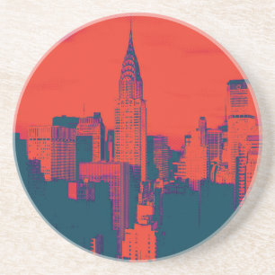 Dotted Red Retro Style Pop Art New York City Zandsteen Onderzetter