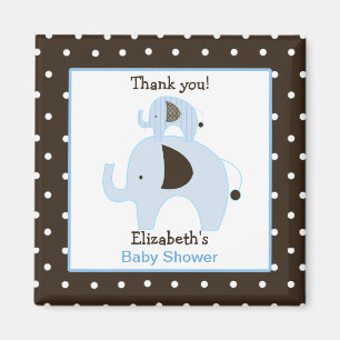 Dottie Elephant (blauw) Square Favor Magnet