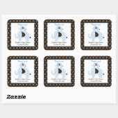 Dottie Elephant (blauw) Square Favor Stickers (Vel)