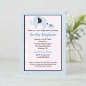 Dottie Elephant (Light Blue)-Baby shower Kaart (Staand voorkant)
