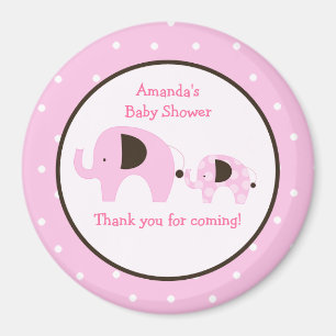 Dottie Elephant (roze) 3-inch Ronde Favor Magnet