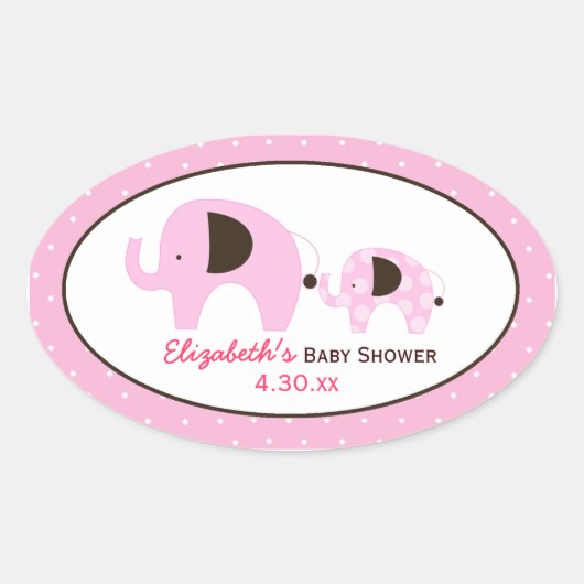 Dottie Elephant (roze) Aangepast ovaal Sticker (Voorkant)